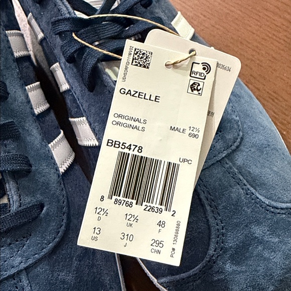 Adidas Originals Gazelle Men's Blue Suede Shoes - Picture 6 of 8